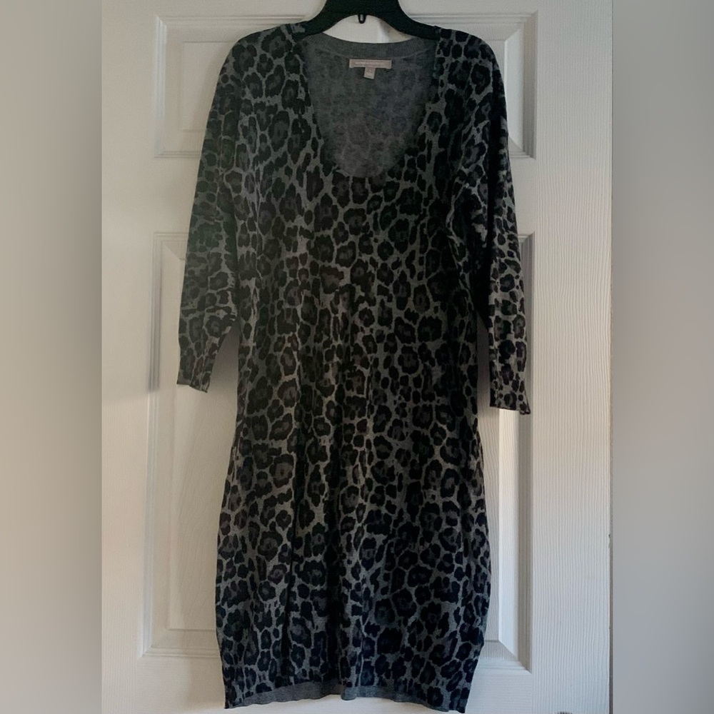 Banana Republic dress, size S, animal print gray, charcoal & black.